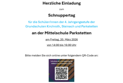 Auf Euer/Ihr Kommen freut sich die gesamte Schulfamilie Parkstetten!